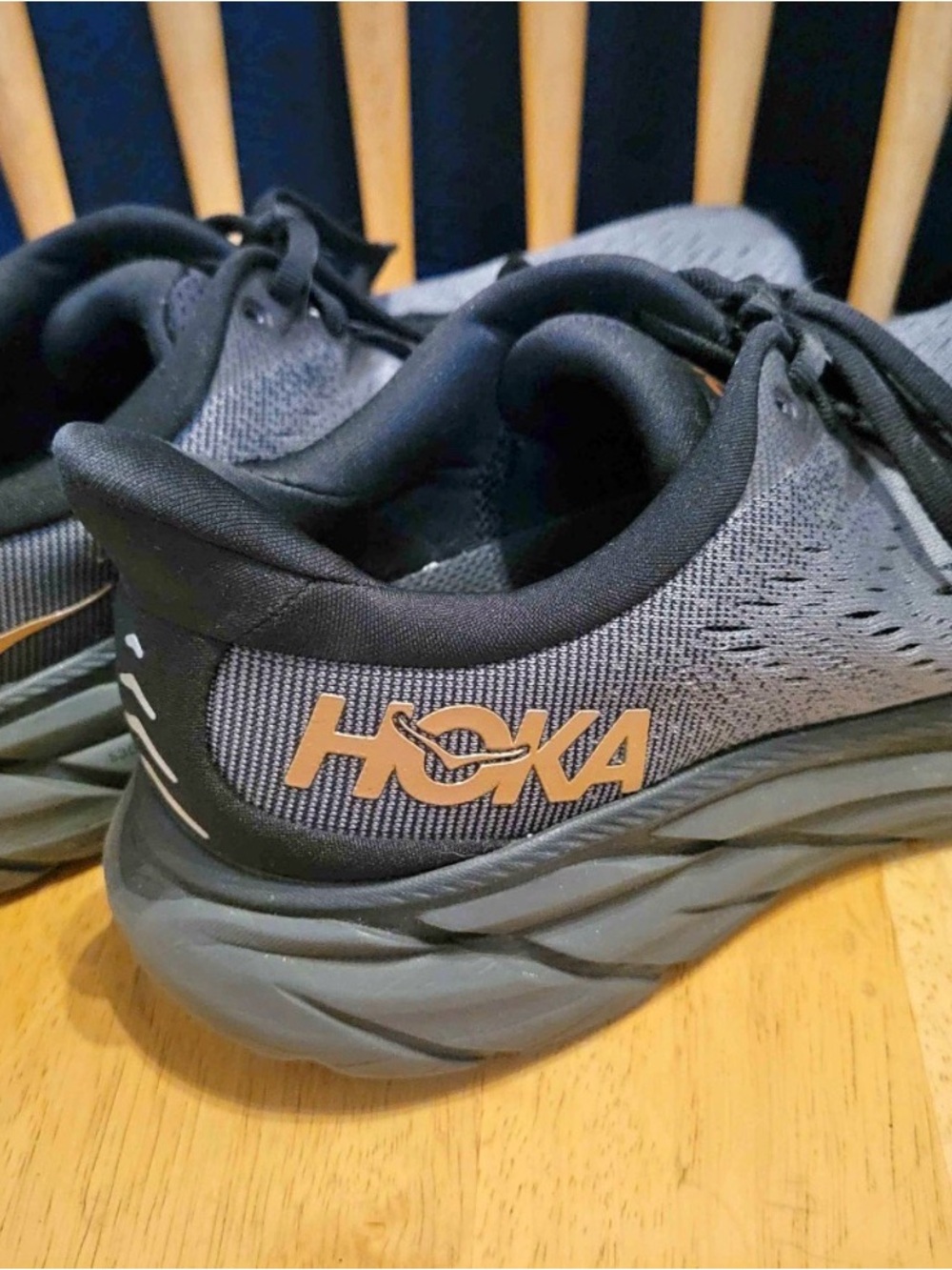 Hoka Clifton 8 Women’s Gray and Tan Athletic Running Shoes